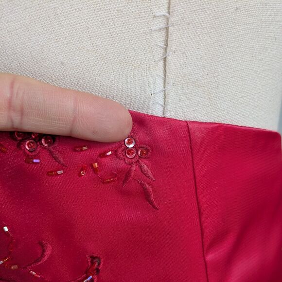 Morgan Co Prom Dress Maxi Ball Gown 8 Red Pink Fairy Princess Vintage 90s Y2K - Picture 13 of 14